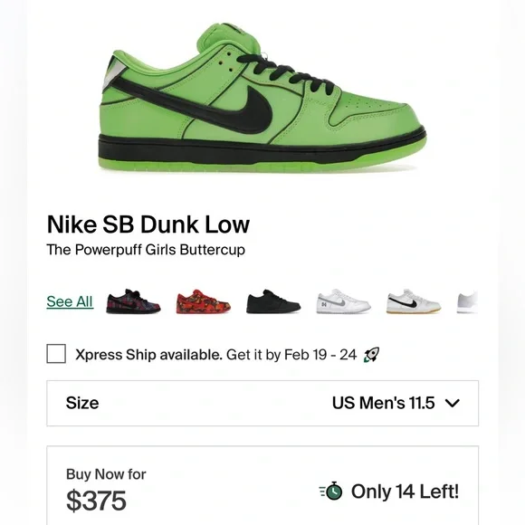 Nike SB Dunk Powerpuff Girls “Buttercup” Size 11.5M BRAND NEW! - Picture 10 of 10